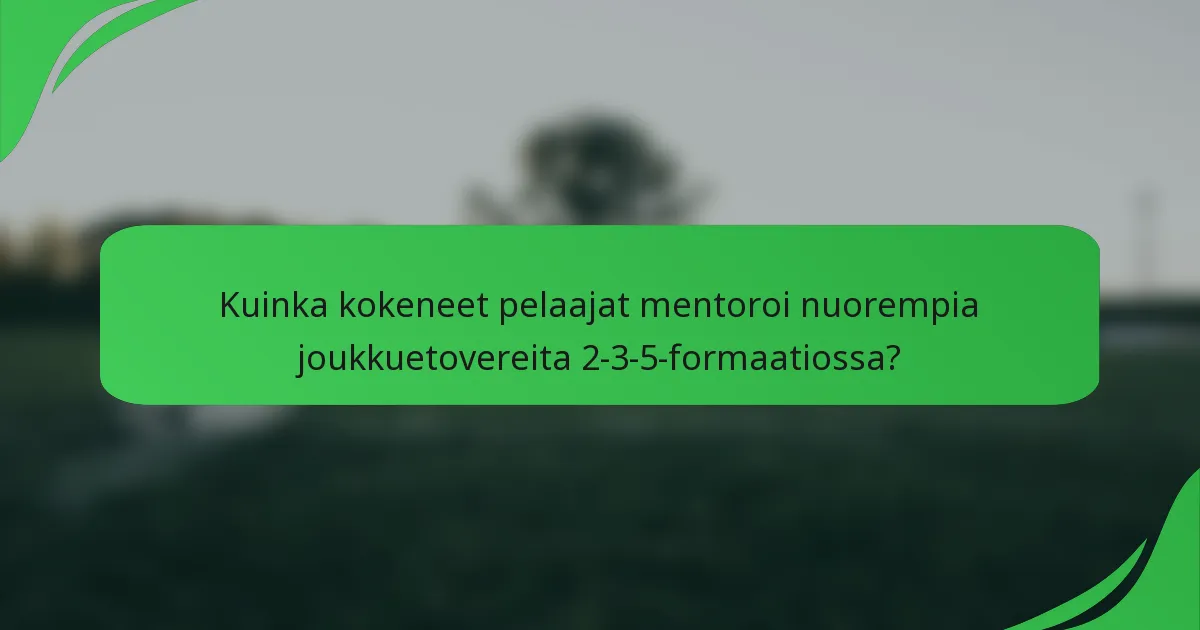 Kuinka kokeneet pelaajat mentoroi nuorempia joukkuetovereita 2-3-5-formaatiossa?
