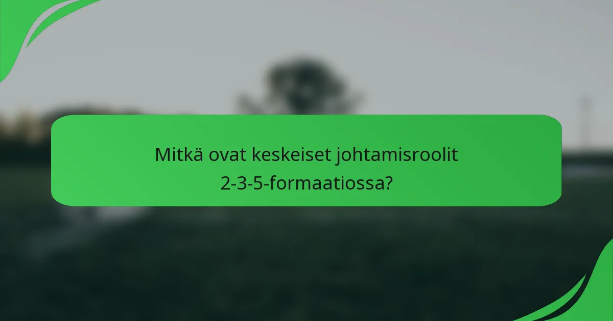 Mitkä ovat keskeiset johtamisroolit 2-3-5-formaatiossa?