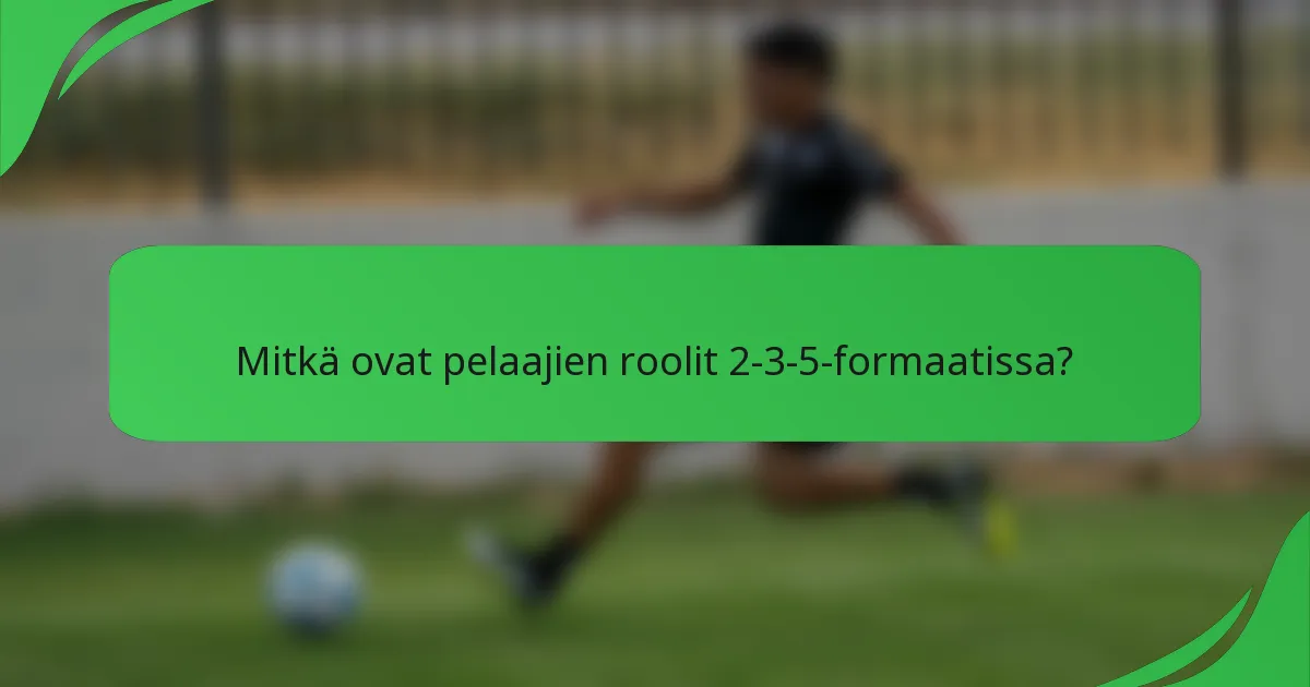 Mitkä ovat pelaajien roolit 2-3-5-formaatissa?